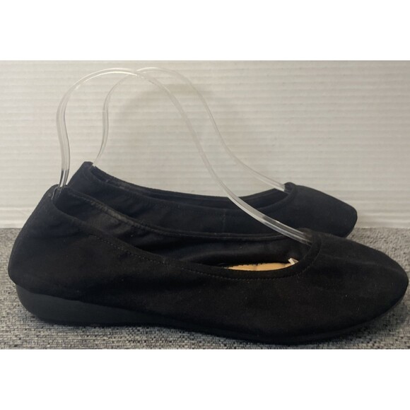 Me Too Flats Women’s Size 8.5 W‎ Black Faux Suede Ballet Comfort Slip-On Shoes - Picture 1 of 12